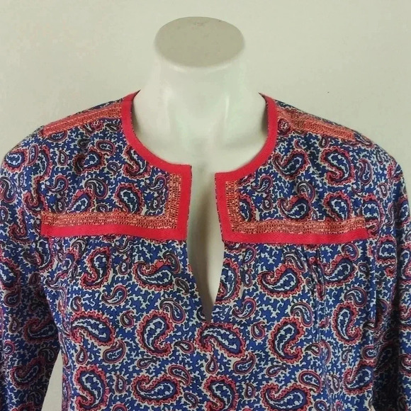 J.Crew Paisley Multicolored Peasant Cotton Blouse - Picture 2 of 6